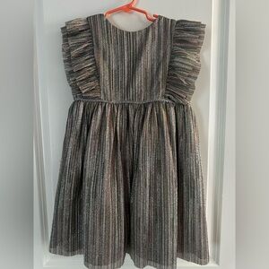 Pippa & Julie Pastourelle Metallic Striped Kids Dress with Ruffle Sleeves